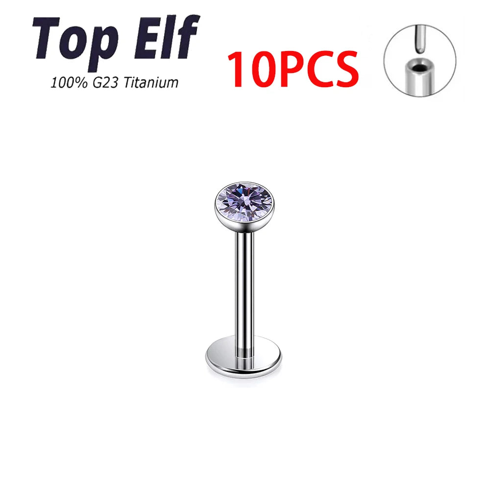 Wholesale 2/10pcs G23 ASTM F136 Titanium Top Exquisite Zircon Insertion Earrings Nose Nails Lip Nails Body Piercing Jewelry