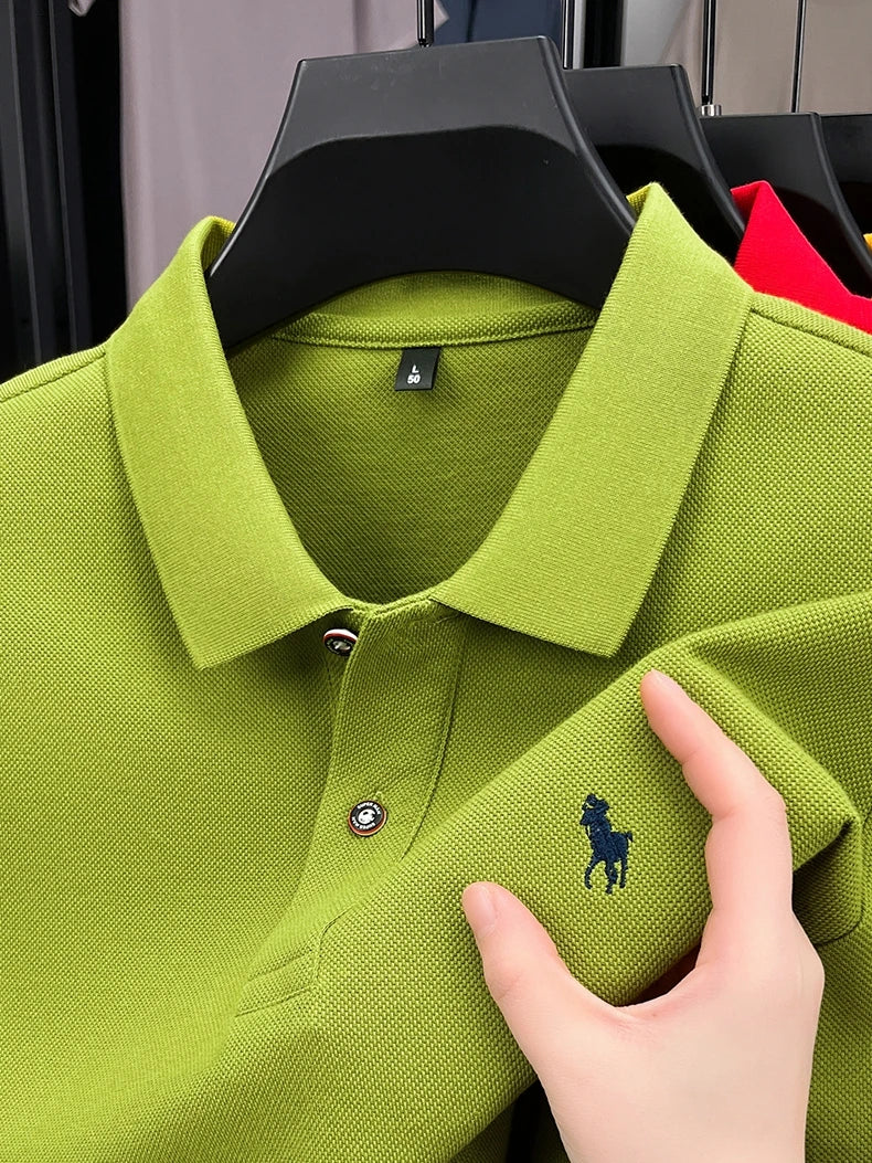 Premium Luxury Brand Men's Polo Shirt Lapel Horse Embroid Short Sleeve 100Cotton T-Shirt Business Office Golf Summer Men's Wear