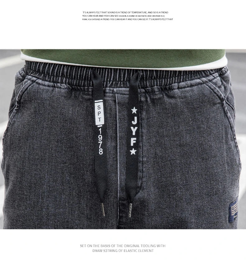 New Big Size 8XL Men's Jogger Jeans Streetwear Black Blue Casual Denim Cargo Pants Stretch Cotton Taper Jeans Baggy Trousers