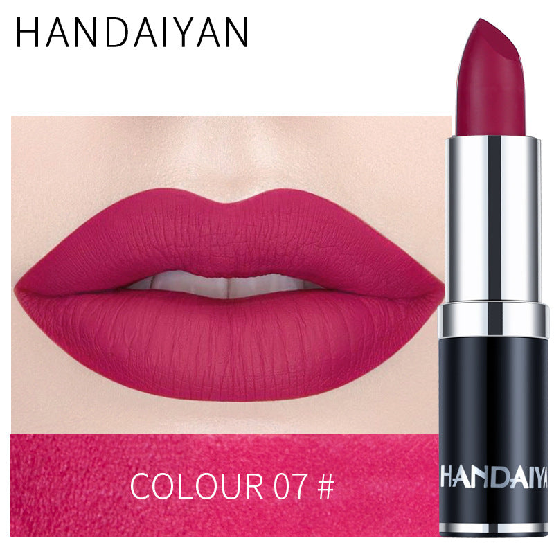 HANDAIYAN 12 Color Matte Lipstick Waterproof Moisturize Velvet Sexy Lip Gloss Popular Color Hot Selling Fashion Beauty Lipstick