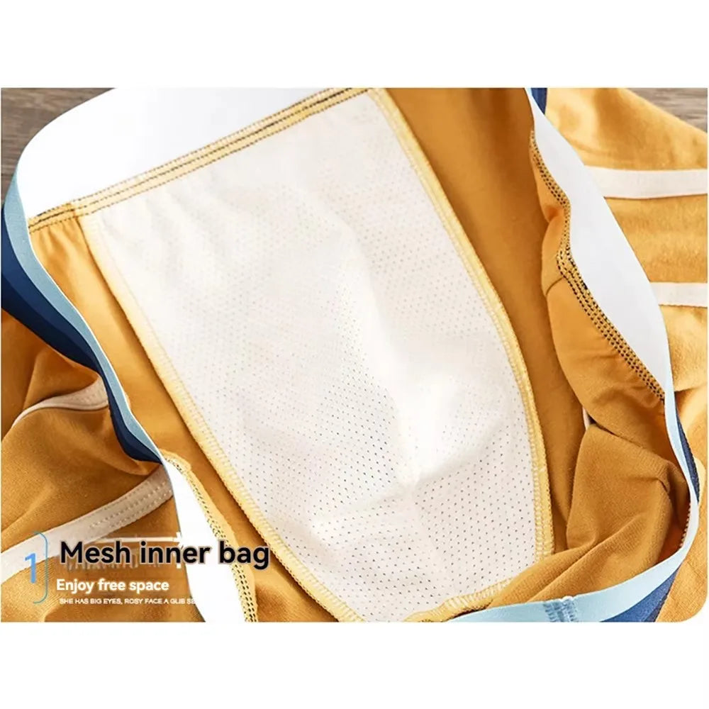 1/3 PCS/Pack 7A Antibacterial Big U Mesh Breathable Crotch Men's Panties 100% Cotton Trendy Underpants High Elastic Waist Boxers