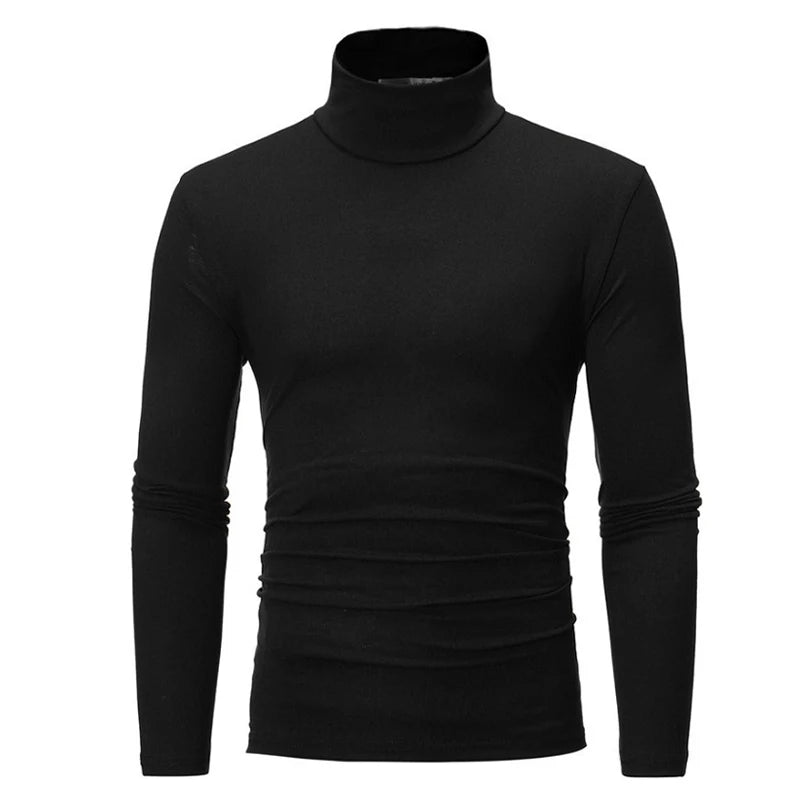 Spring Autumn Thin Men Pullovers Sweaters Turtleneck Knitted Sweater for Men Warm Clothing Male Sweaters Full Black White Tops