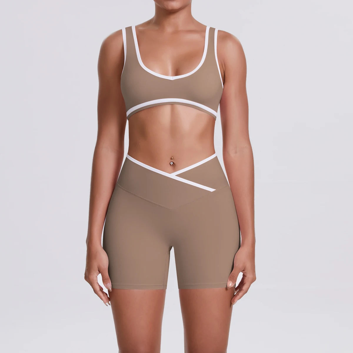 Women Two Piece Gym Workout Set Female Bra Yoga Sets 2ps Shorts Fitness Wear Women Quick-Dry Camisole Sports Bra Suits