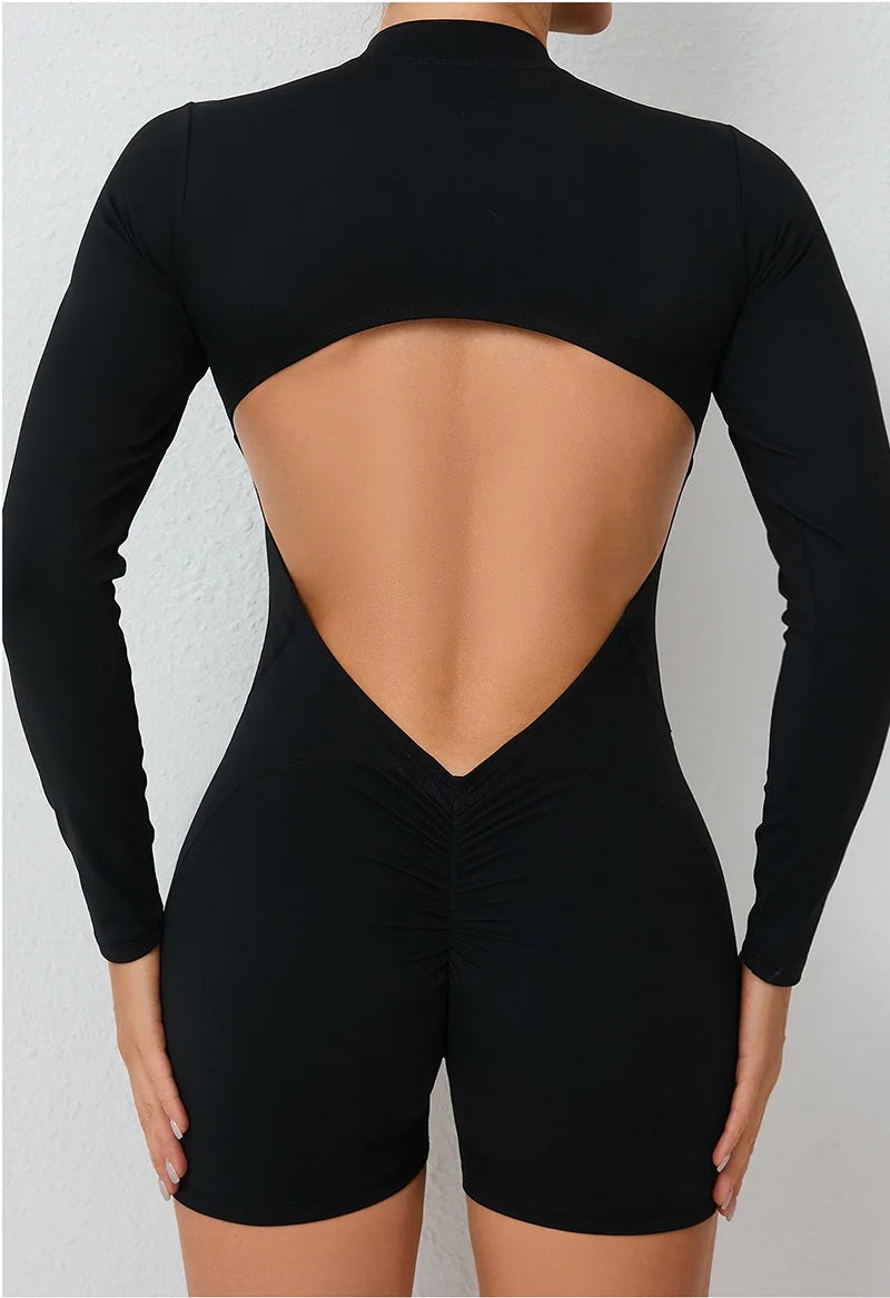 Cloud Rise Women Yoga Jumpsuit Long Sleeve Sports One Piece Suit Gym Pilates Fitness Bodysuit Rompers Workout Overall Sportswear