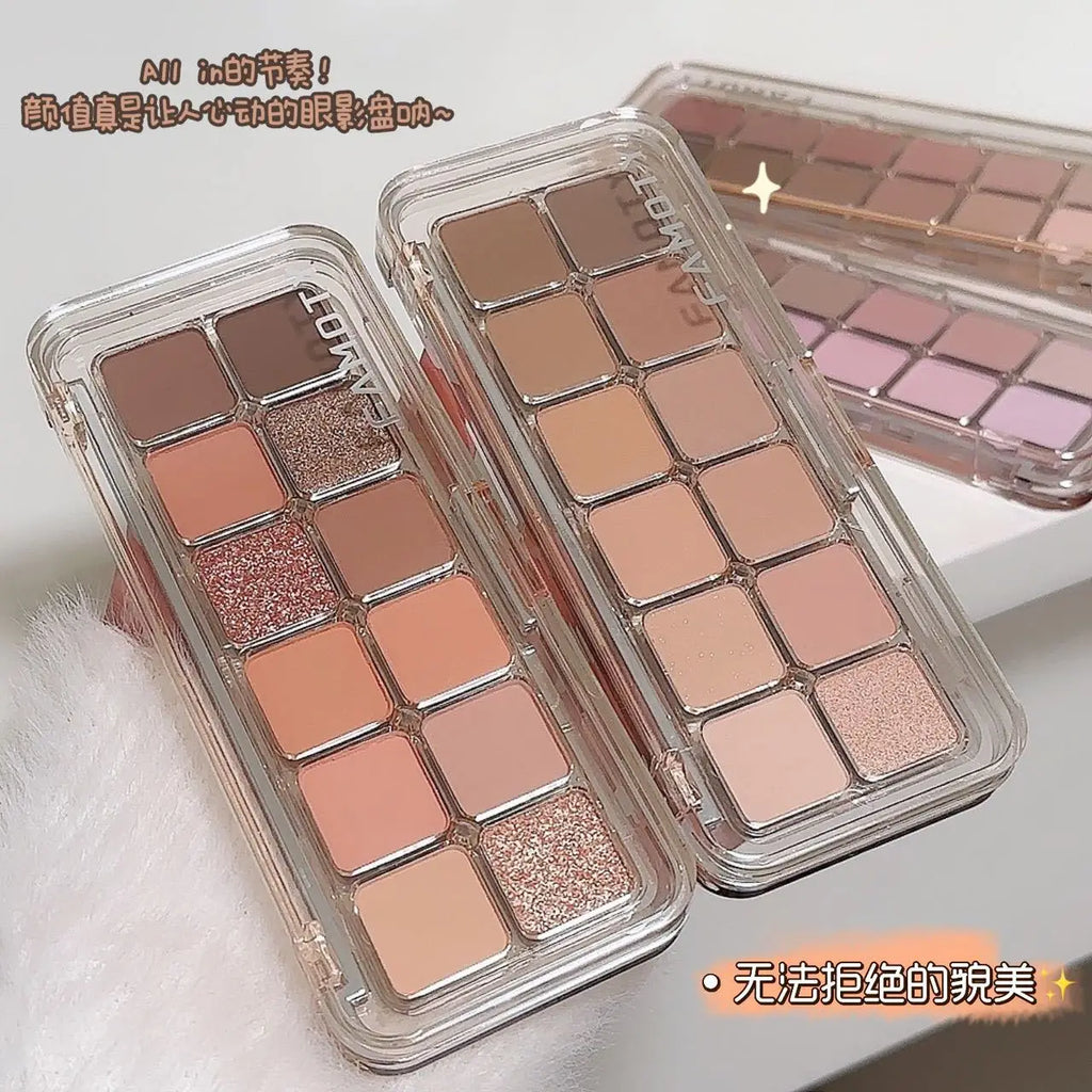 12-Color Low Saturation Eyeshadow Palette All Matte Tea Apricot Eye Makeup Palette Daily Earth Makeup Long Lasting Eye Shadows