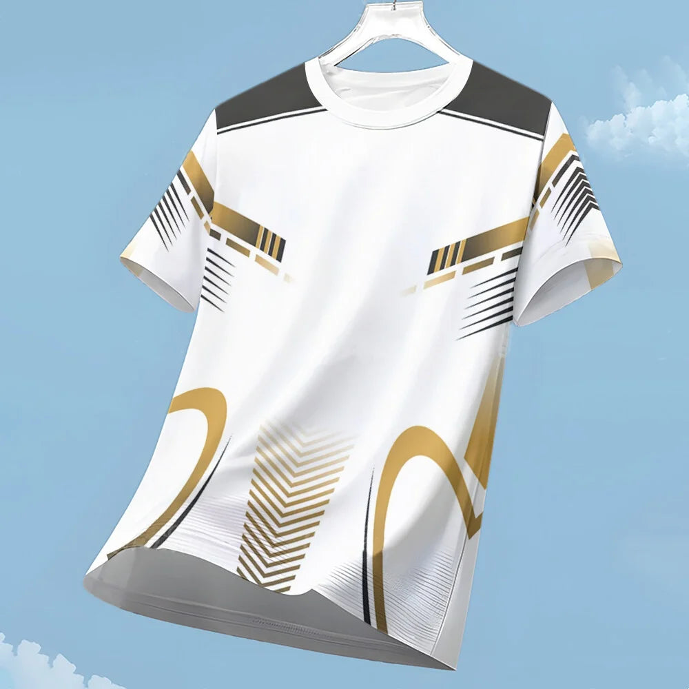 Men's T-shirt Fashion Color Block 3D Print Tee Outdoor Run Fitness Sports Short Sleeve Summer Casual O-neck Loose Breathable Top