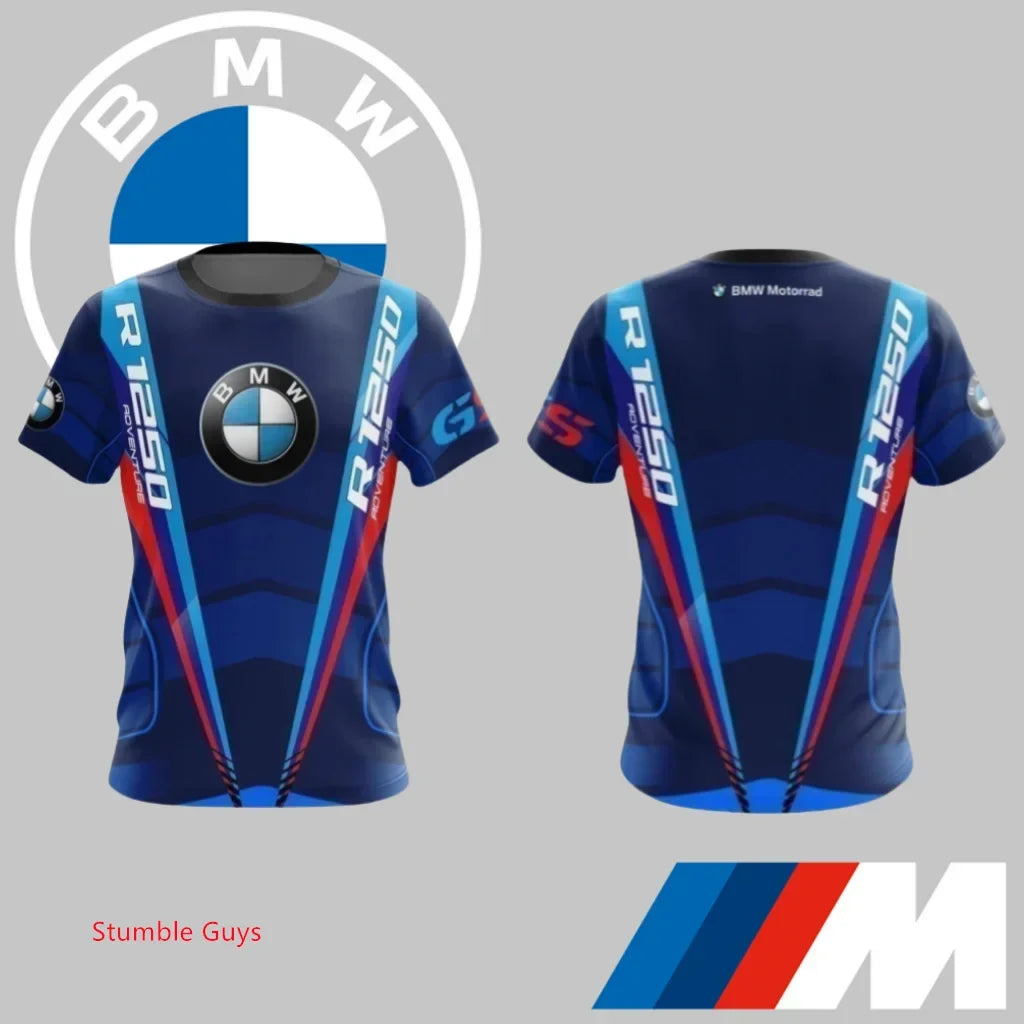 Summer Men's BMW T-Shirt Sports Motorcycle Racing Short Sleeve Fashion Casual M Power Car Brand Clothes