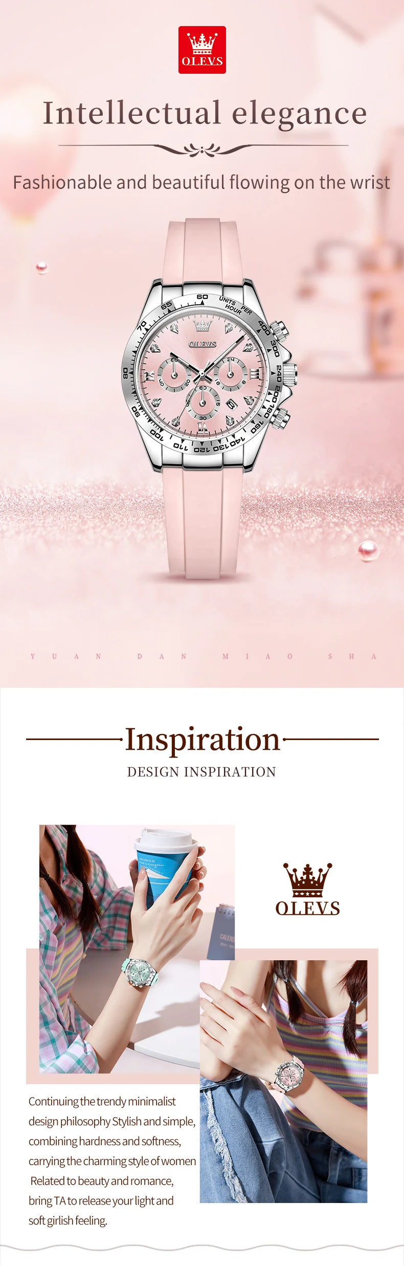 OLEVS 5618 Women Watch HD Multi functional Waterproof Luminous Chronograph Sports Silicone Strap Luxury Brand Quartz Women Watch