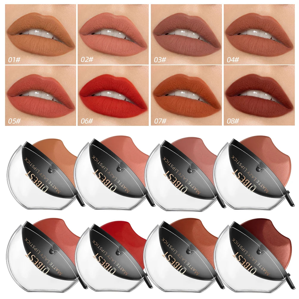 Lip-shaped lipstick seal Sip into makeup lazy blush lipstick Matte makeup effect Moisturizing lip gloss Waterproof non-stick cup