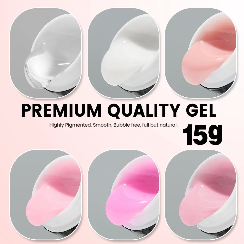 YOKEFELLOW 15g Jelly Extension Gel Nail Polish Nude Pink Clear Building Construct Extend Gel Soak Off UV LED Acrylic Gel Varnish