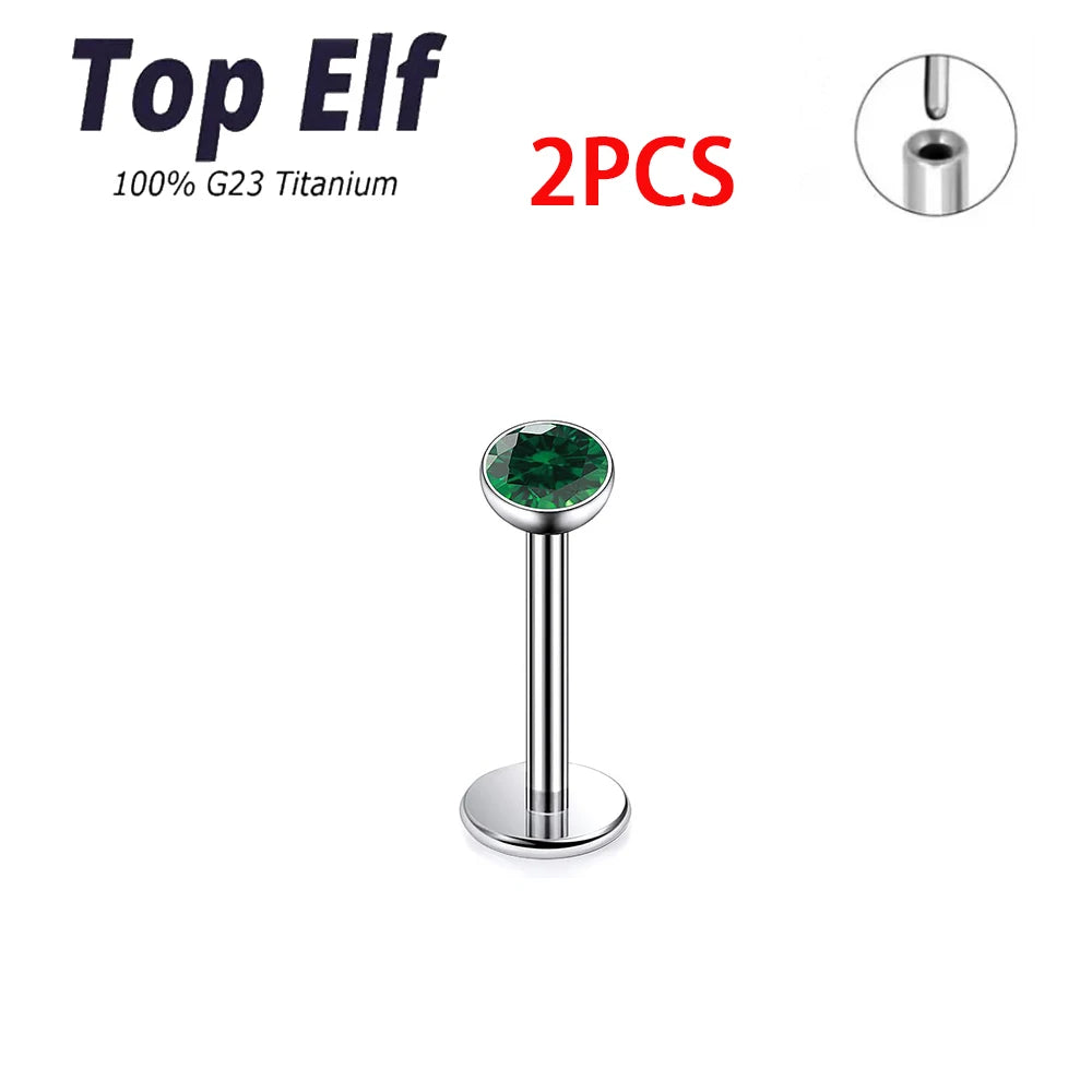 Wholesale 2/10pcs G23 ASTM F136 Titanium Top Exquisite Zircon Insertion Earrings Nose Nails Lip Nails Body Piercing Jewelry