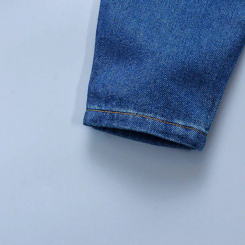 Children's Jeans Children's Clothing Autumn New Style Girls' Versatile Straight Tube Hole Casual Korean Style Boys' Pants