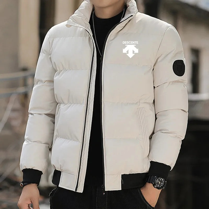 2026men's padded cotton jacket, tiger head logo, short, thick, casual, men's Parker coat, fashionable winter,