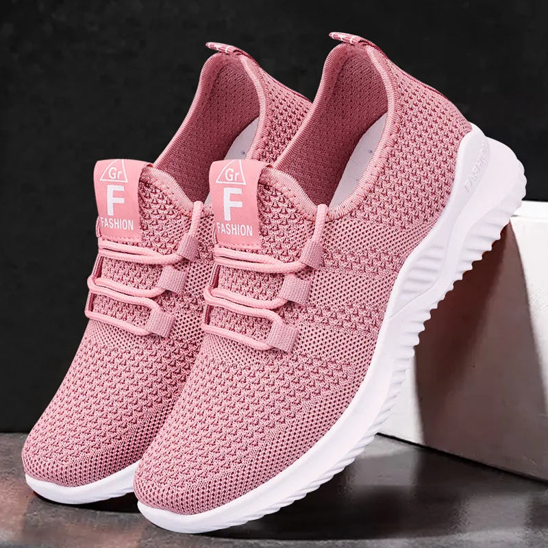 Comfortable Women's Casual Sneakers Summer Breathable Flat Shoes Fashion Women Sneakers Versatile Lace-Up Running Shoes 2025 New