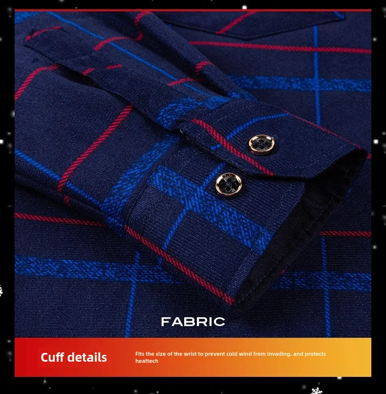 New men's long-sleeved shirt thickened and fleece warm 8XL9XL plus size autumn and winter casual no-ironing comfortable top