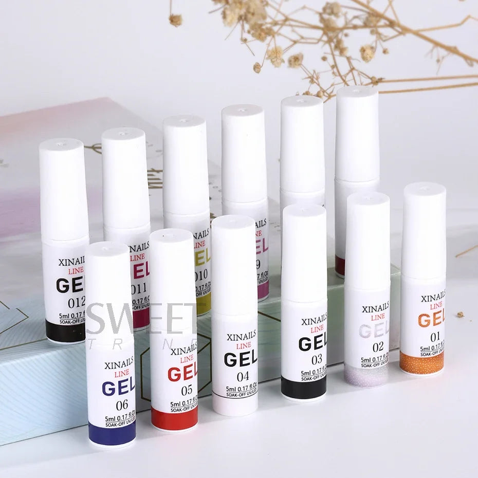 5ml Liner Gel Nail Polish Wire Silk Pen With Brush Black White Semi Permanent Painting Graffiti Tools Drawing Manicure Varnishes