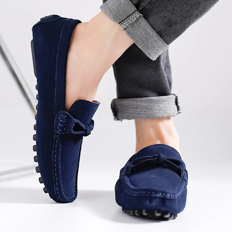 Suede Leather Men Loafers Handmade Slip-On Dress Shoes Comfortable Cushioned Insole Business Casual Shoes Man Driving Moccasins