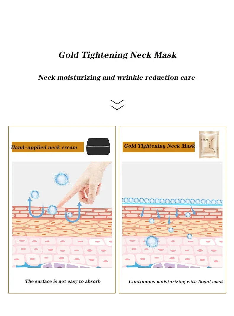 Gold Firming Neck Mask Moisturizing Anti Wrinkles Anti-aging skincare Neck Masks Beauty Necks Skin Care Products