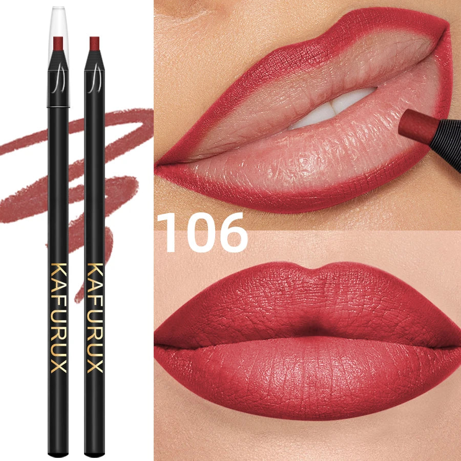 2PCS Sexy Red Lip Liner Pen and Matte Lip Glaze Set Liquid Lipstick Korean Makeup Gifts Lip Gloss High Pigment Lip Tint Cosmetic