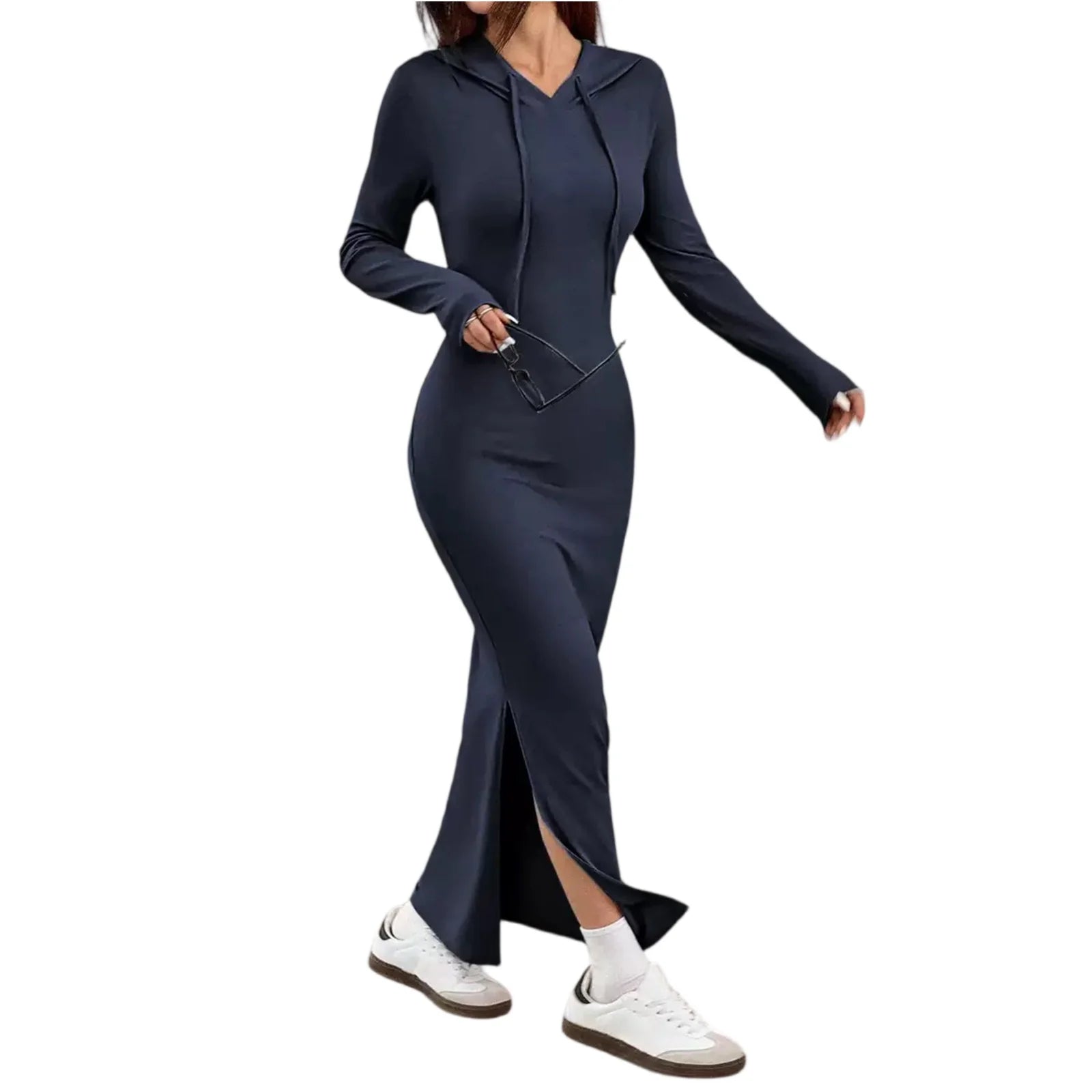 Women's Long Dress High Waisted Slim Fitting Pencil Skirt Bodysuit Fashion Long Dress Casual Dresses Sweatshirt Hooded Dress