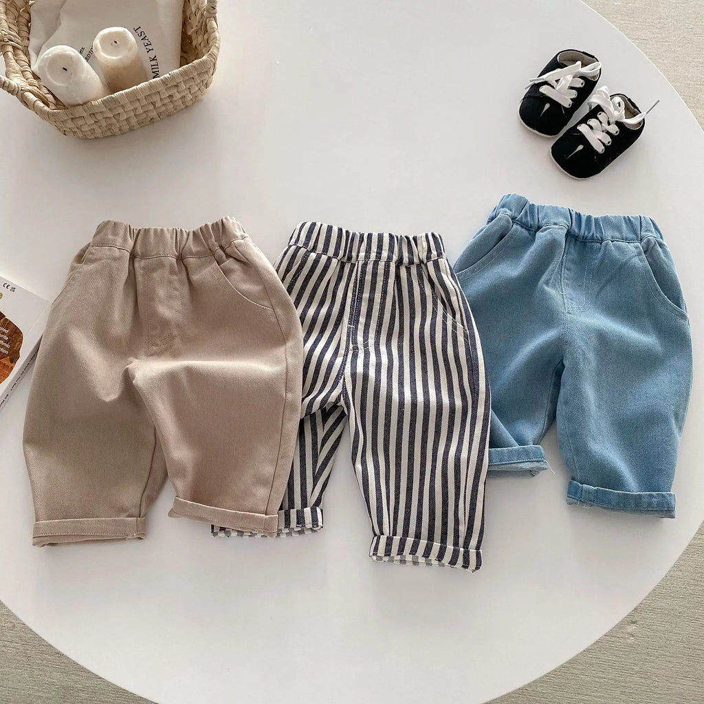 0-5Y Kids Boys Cotton Denim Pants Summer 2026 Baby Jeans New Stylish Korean Style Children's Casual Soft Trousers Clothing Boys