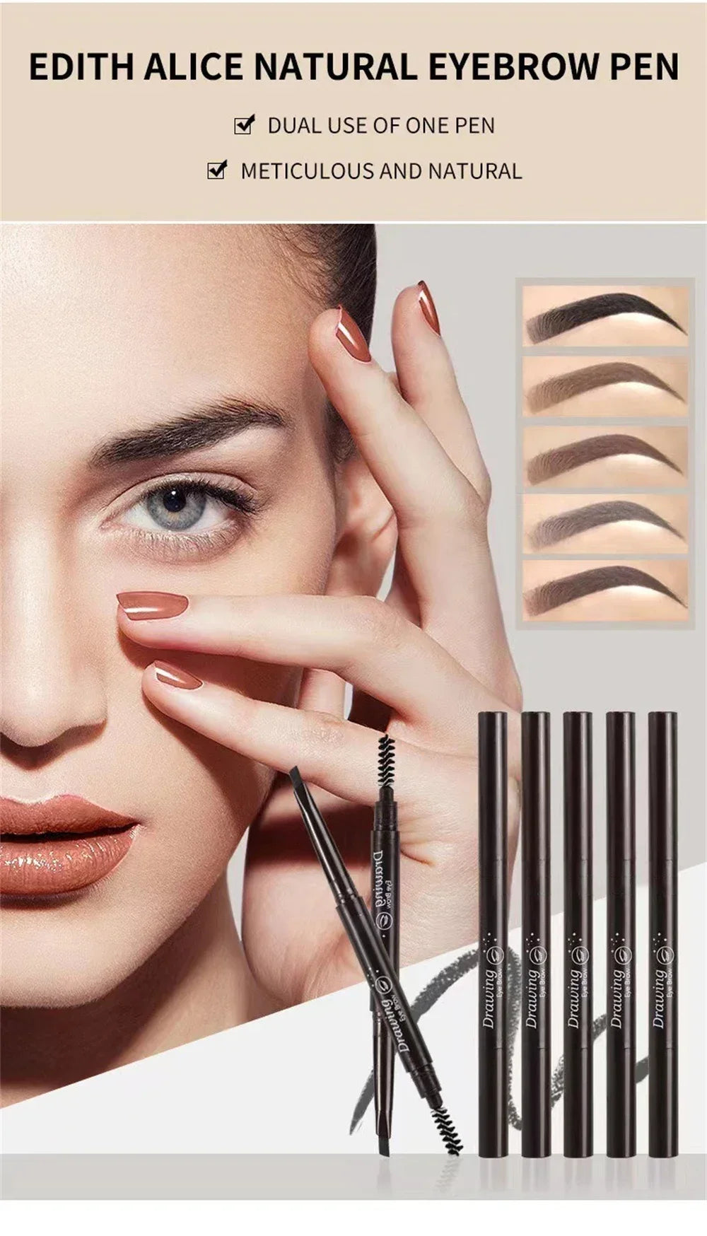 Extremely Fine Double-headed Waterproof Eyebrow Pencil - Durable and Long Lasting for Beginner Women's Makeup Eye Brow Pen