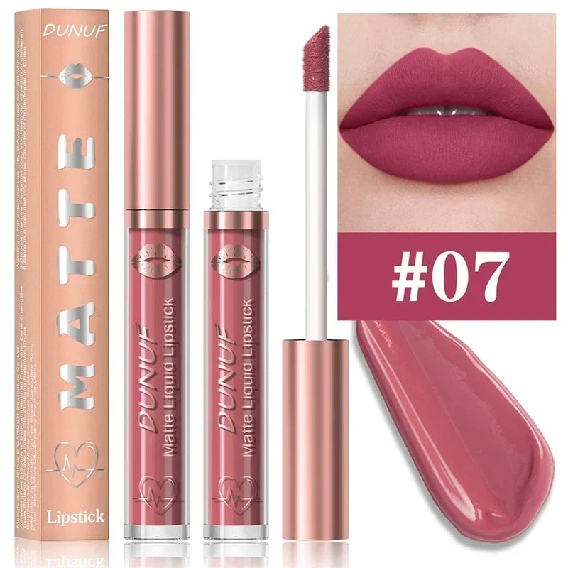 Matte Velvet Lip Gloss Dark Red Brown Lip Glaze Long Lasting Waterproof Liquid Lipstick Natural Moisturizer Transparent Lip Oil