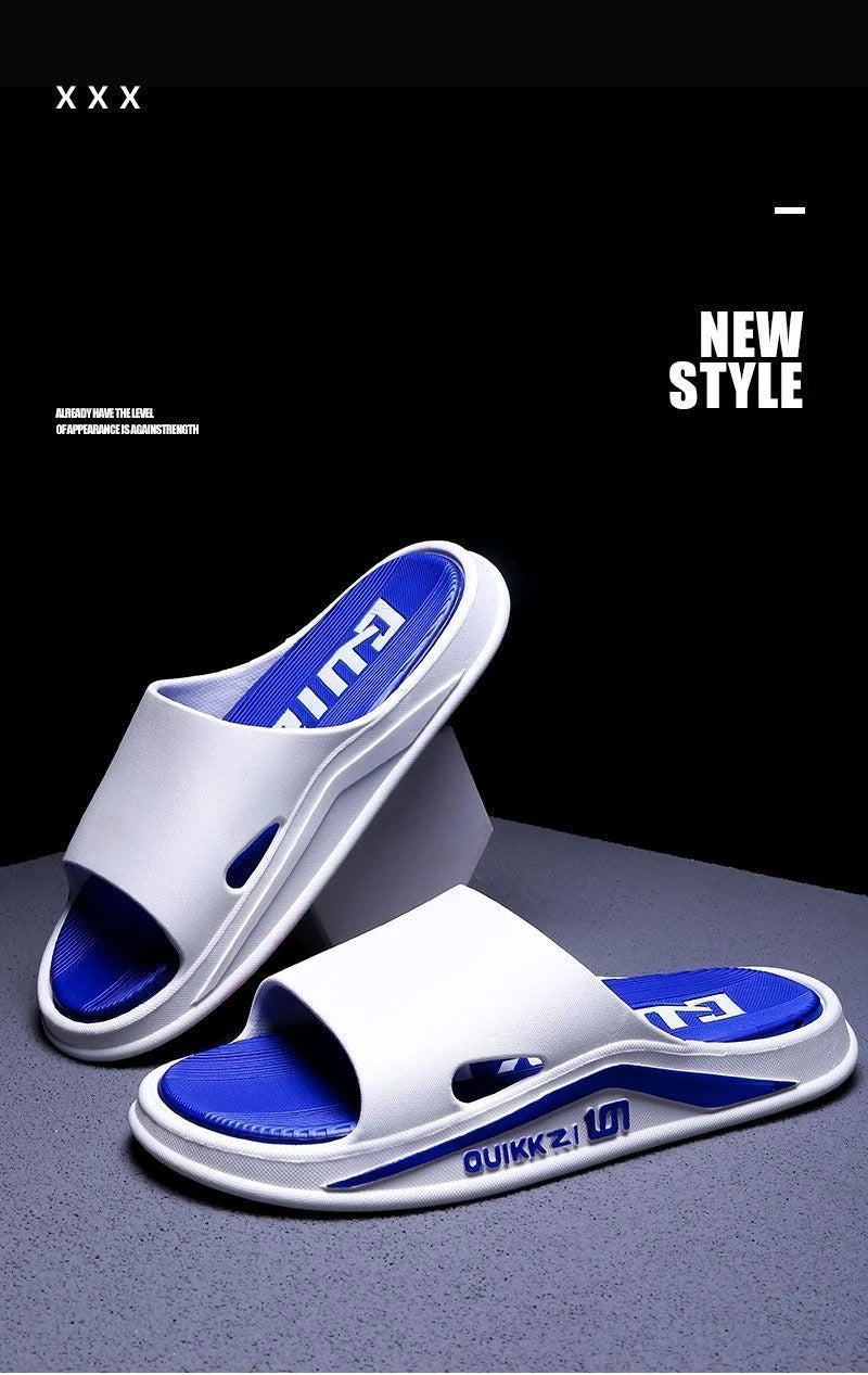 Fashion Men Slippers PVC Soft Sole Non-slip Men Flip Flops Outdoor Thick Bottom Beach Sandals Home Bathroom Couples Slippers New