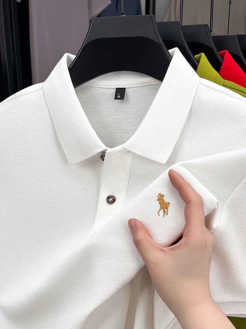 Premium Luxury Brand Men's Polo Shirt Lapel Horse Embroid Short Sleeve 100Cotton T-Shirt Business Office Golf Summer Men's Wear