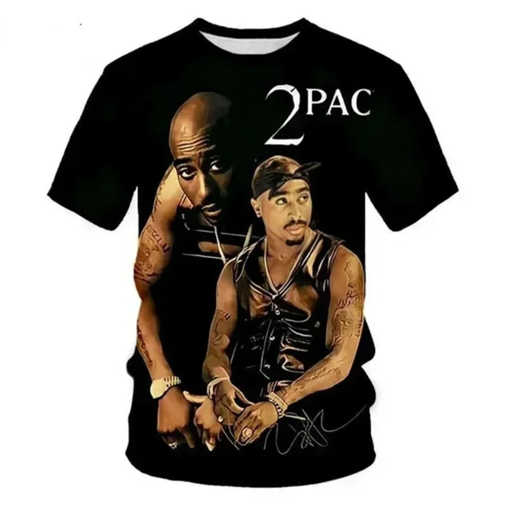 New T-Shirt Harajuku Men T-Shirt Fashion 2pac Graphic T Shirts Hip Hop Men's T-Shirts Summer Tops T-Shirts Man Designer Clothes