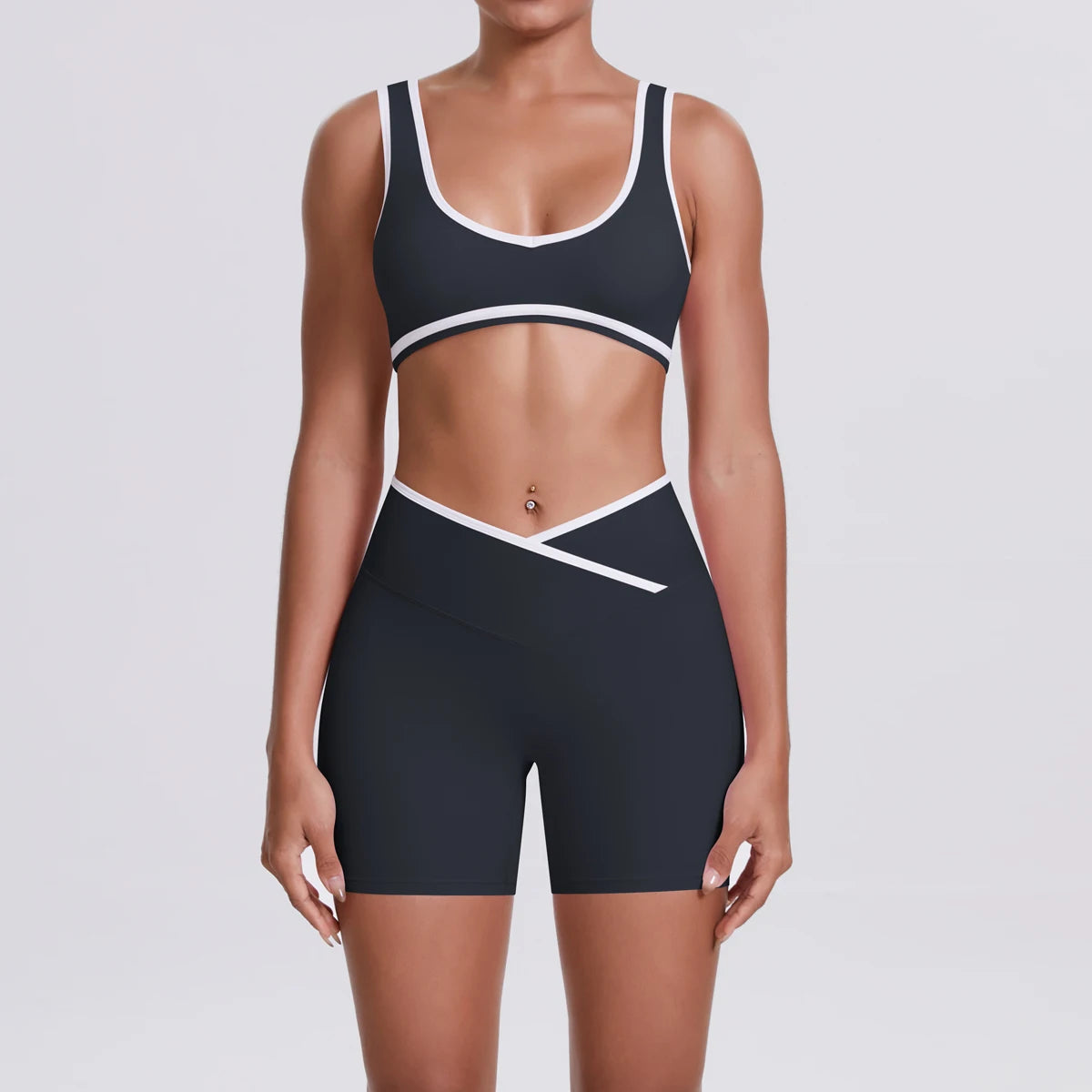 Women Two Piece Gym Workout Set Female Bra Yoga Sets 2ps Shorts Fitness Wear Women Quick-Dry Camisole Sports Bra Suits