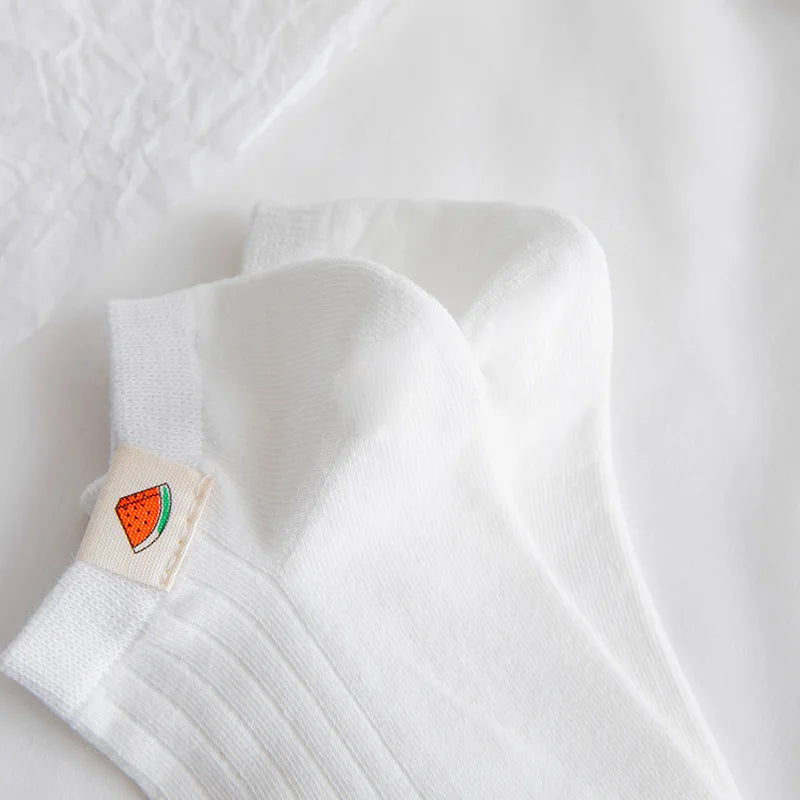 Solid Color White Short Socks Women Casual Cotton Breathable Low Cut Ankle Socks College Style School Students Kawaii Cute Socks