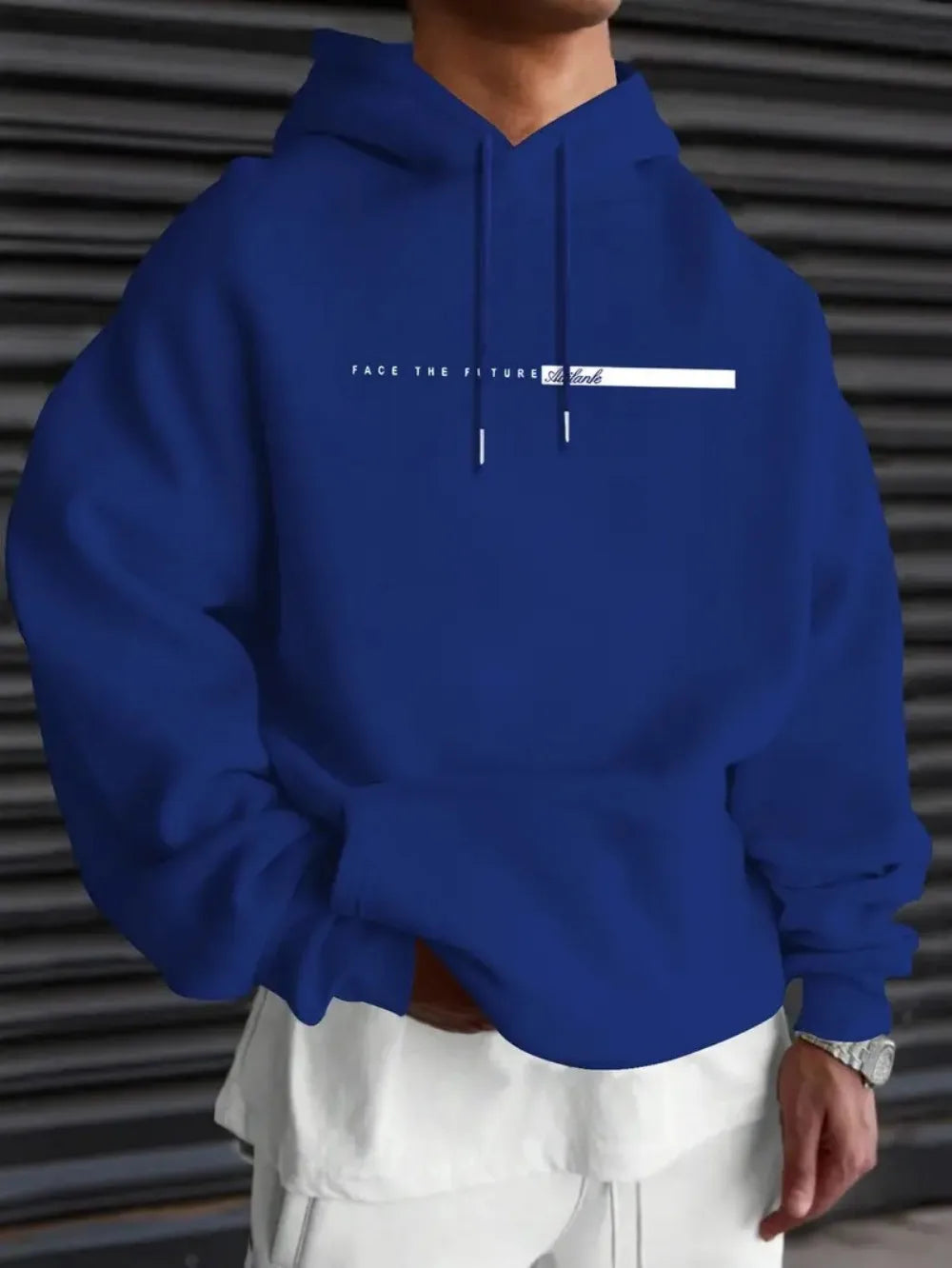 European and American men's autumn minimalist letter stripe print comfortable and soft hooded sweatshirt outdoor sports top