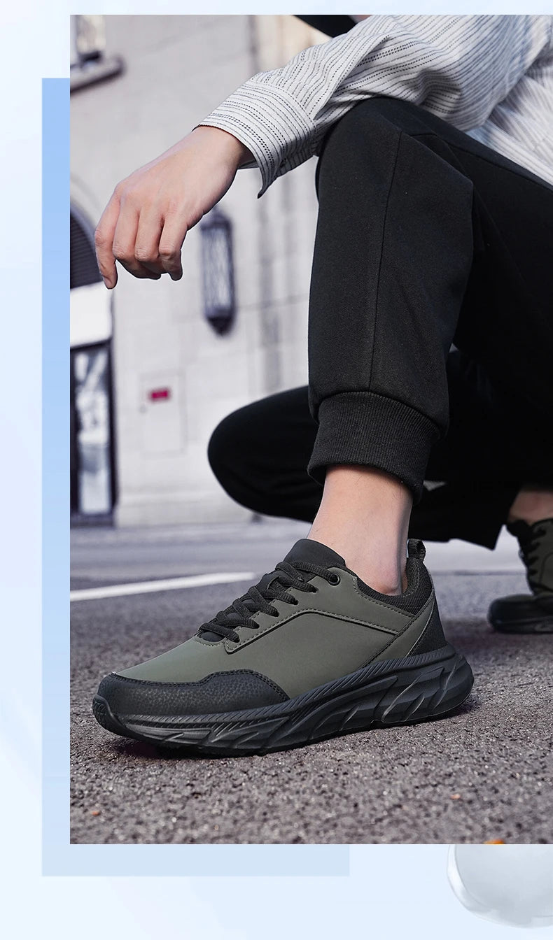 Autumn Men Sneakers Thick Soled Casual Shoes Men Cushioning Sports Shoes Outdoor Waterproof Walking Shoes Plus Size 39-48