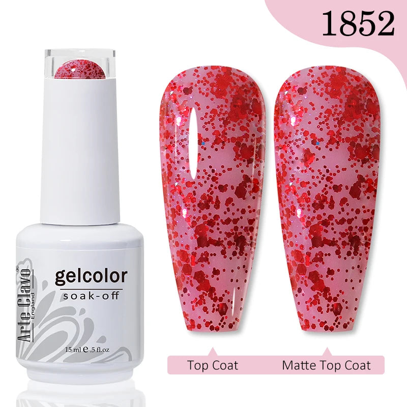 Arte Clavo 15ml Rose Red Pink Color Gel Nail Polish Autumn Winter Hot Sale Long Lasting Soak Off For Manicure Nail Art Gel