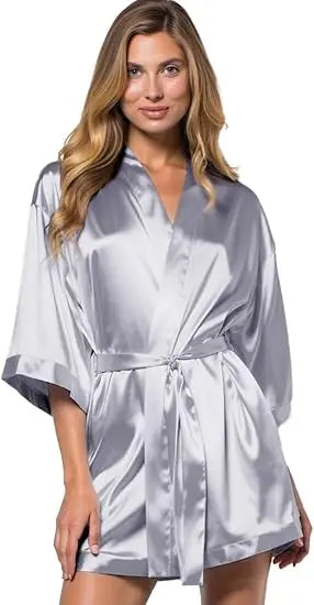 Women's Bride Bridesmaids Silky Robe Satin Kimono Robes for Women Lingerie