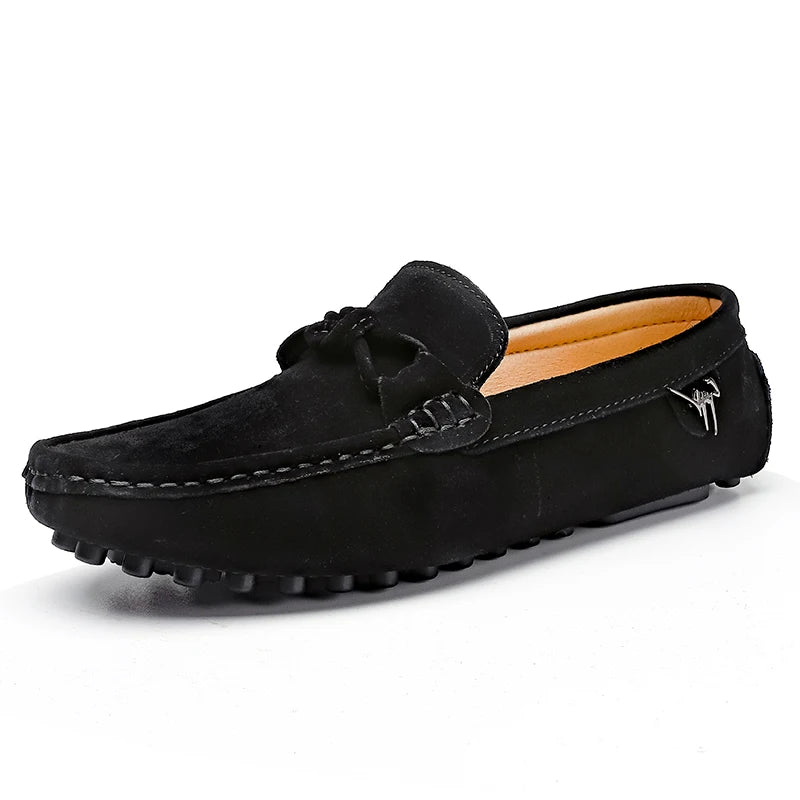 Suede Leather Men Loafers Handmade Slip-On Dress Shoes Comfortable Cushioned Insole Business Casual Shoes Man Driving Moccasins