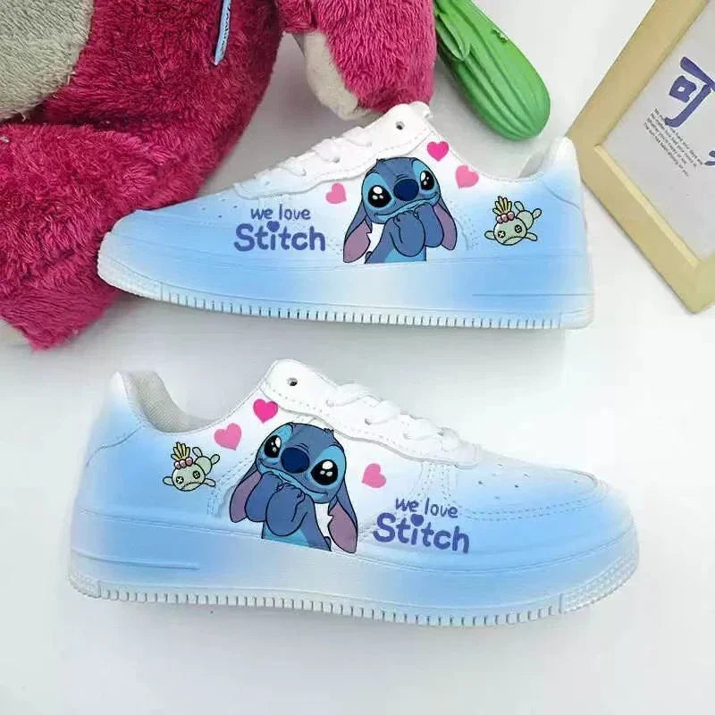 New Disney women cartoon Stitch cute White  Casual shoes soft sports shoes for girlfriend lady gift EU size 35-44
