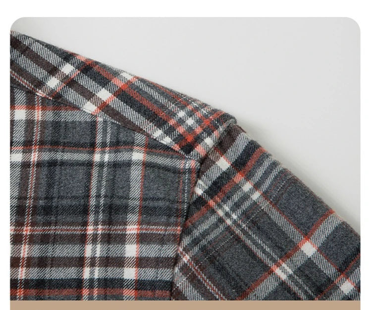 100% Cotton Flannel Shirt Men's, Plaid Casual Jacket, Anti-Wrinkle, Multi-Color Gold Quality Long-Staple Cotton S-4XL