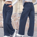 New Y2K Washed Blue Straight Loose Fit High Waist Hole Trousers Pants Women's Jeans Fashion Personality To Do Old Denim