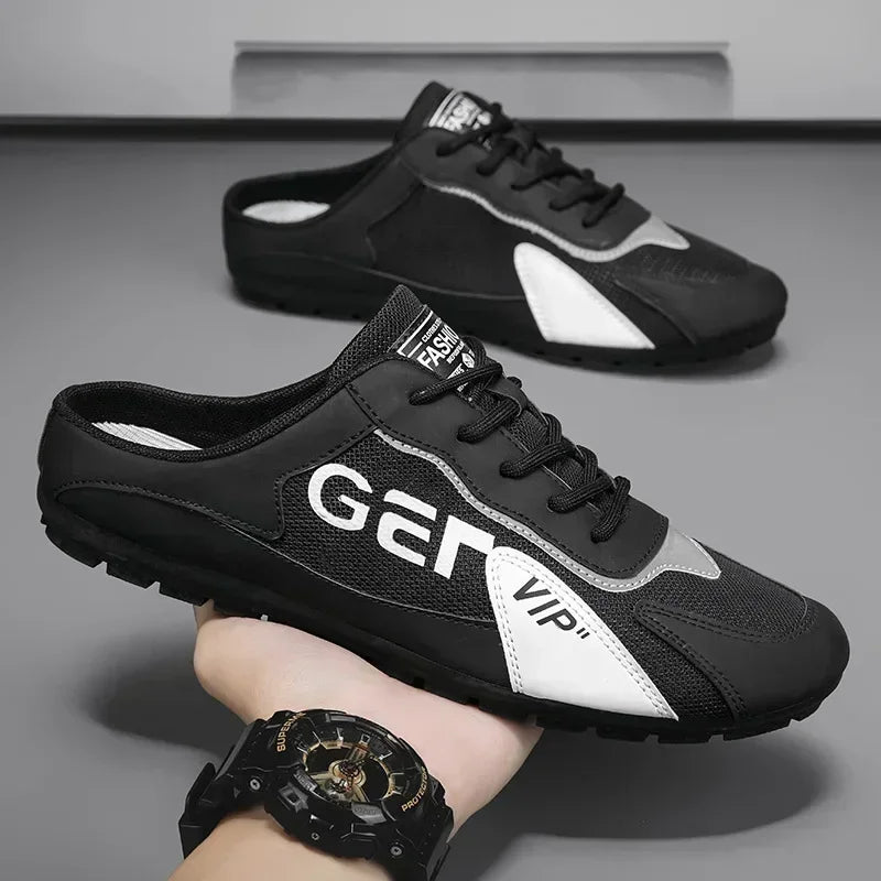 2025 New Men Slippers Trend Baotou Shoes for Men Summer Breathable Casual Shoe Vulcanized Flats Male Sneakers Half Slip-on Shoes