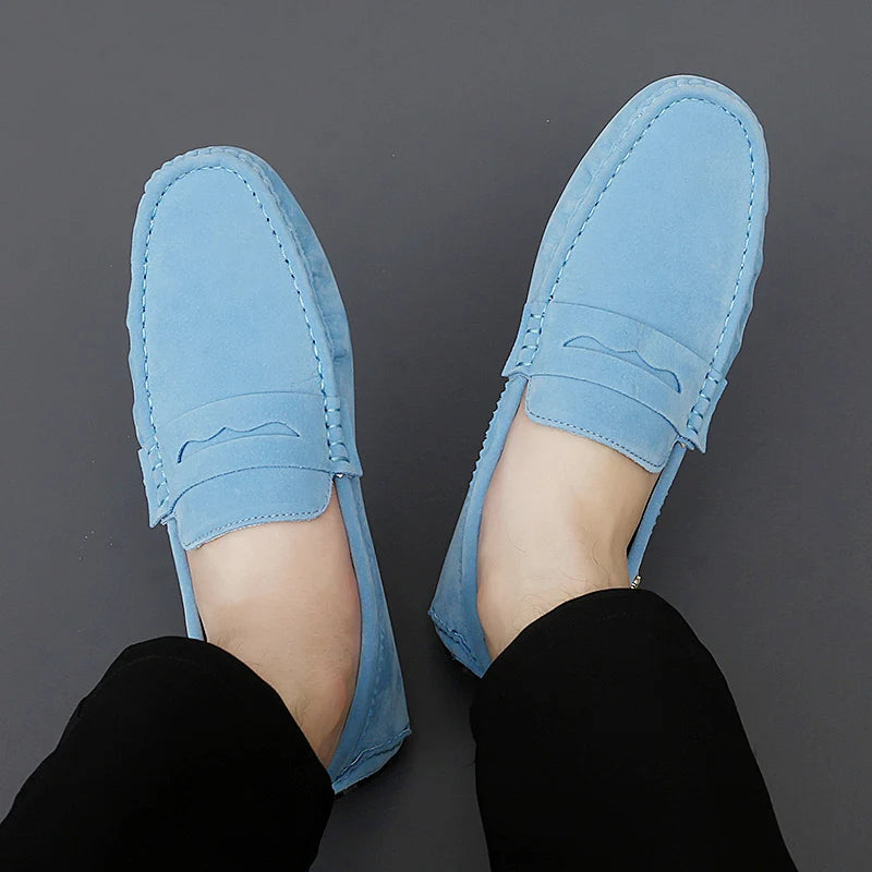 Suede Leather Penny Peas Loafers Men Women Boys Driving Shoes Big Size 35-48 Moccasins Slip on Flats Designer Mens Loafers Pink