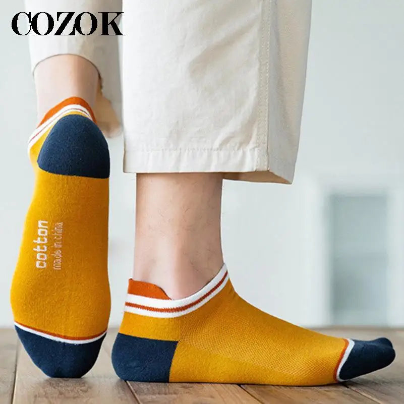 2 Pairs Mens Cotton Short Socks New Style Striped Sports Men Sock Soft Breathable Durable Spring Summer Male Ankle Socks for Boy