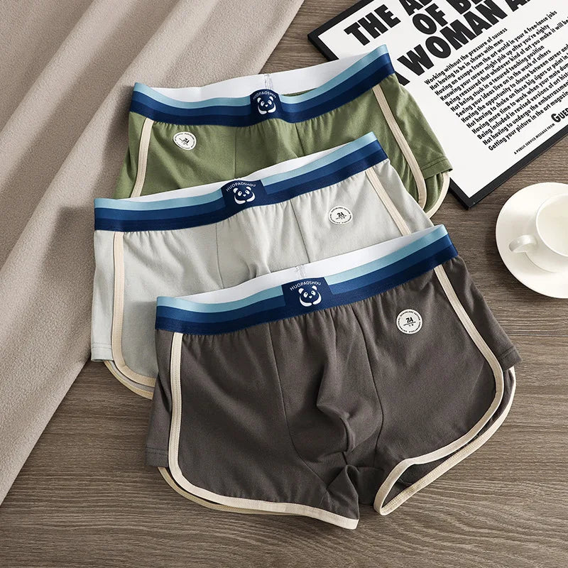 1/3 PCS/Pack 7A Antibacterial Big U Mesh Breathable Crotch Men's Panties 100% Cotton Trendy Underpants High Elastic Waist Boxers