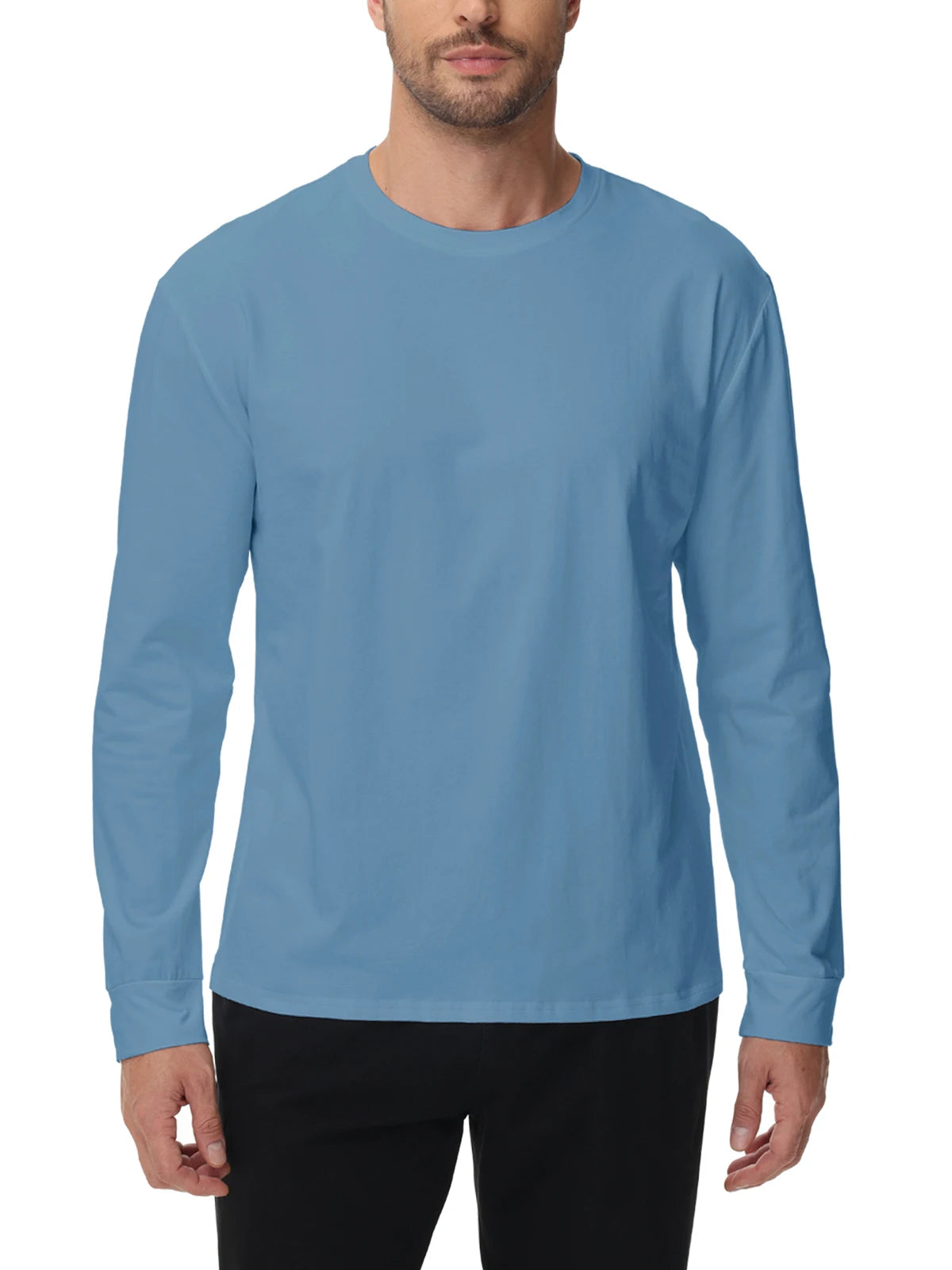 Men's T Shirt Long Sleeve Crewneck Tee Shirts Classic Loose Fit Workout Tops for Men Gym Clothes S-XXL