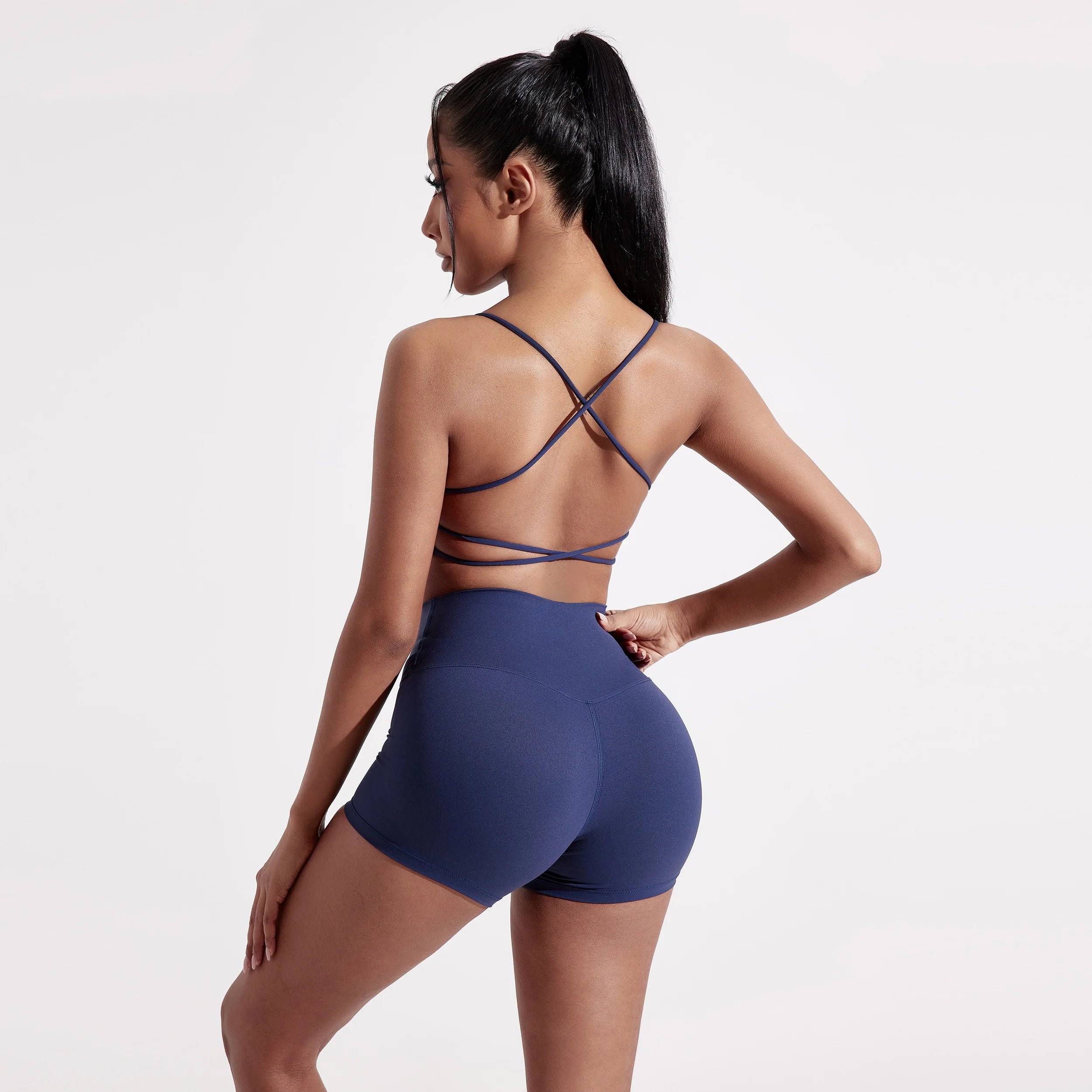 Solid Color Gym Yoga Underwear Women Cross Back Straps Fitness Bra High Strength Tight Sport Top Comprehensive  With Chest Pad