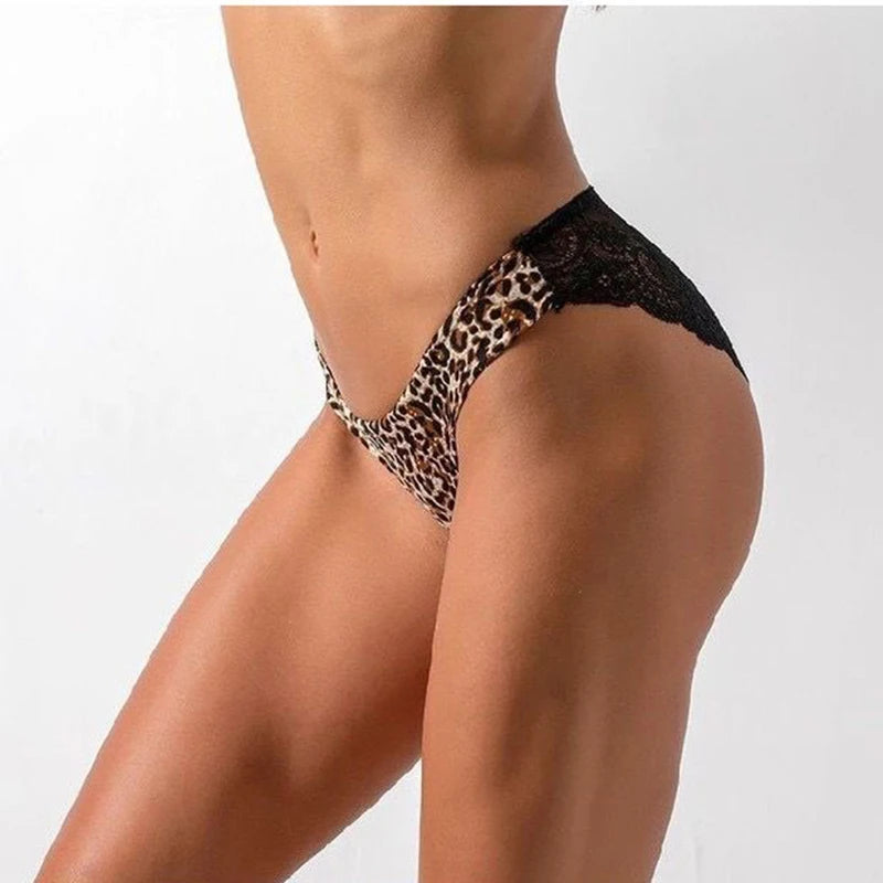 Women's Seamless Underwear Leopard Intimate Women Sexy Lace Black Floral Panties Seamless Panty 3pcs/set