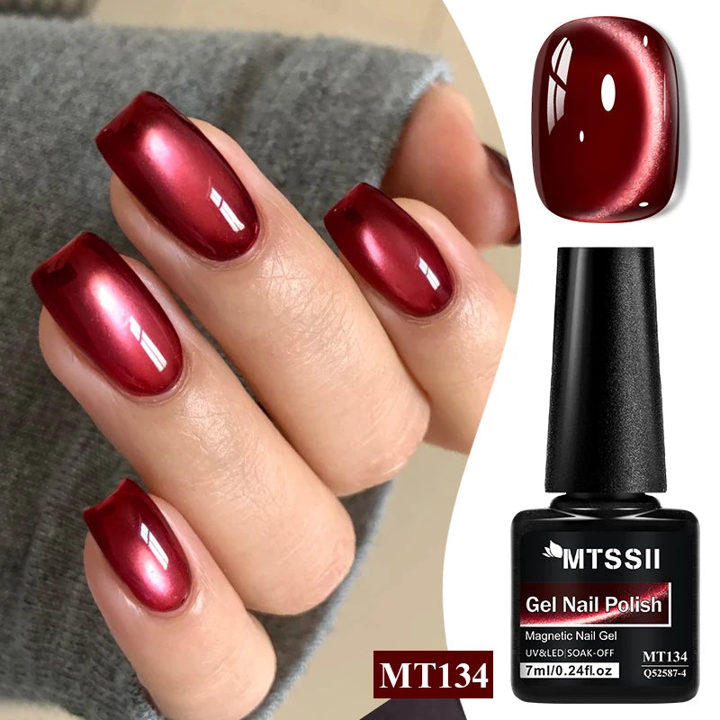 7ml Moonlight Magnetic Cat Eye Gel Nail Polish Grey Blue Red Black Autumn and Winter Nails Ultra Shine Soak Off UV Gel Nail Art