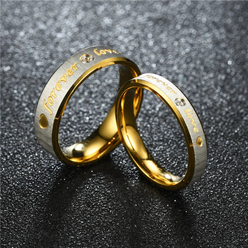 New Forever Love Couple Ring For Women Men Heart Stainless Steel Wedding Ring Fashion Engaged Party Jewelry