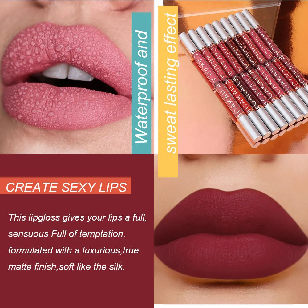 10pcs/set Nude Lip Gloss Matte Velvet Lipstick Waterproof Long-lasting  Liquid Lipstick Women Moist Lip Tint